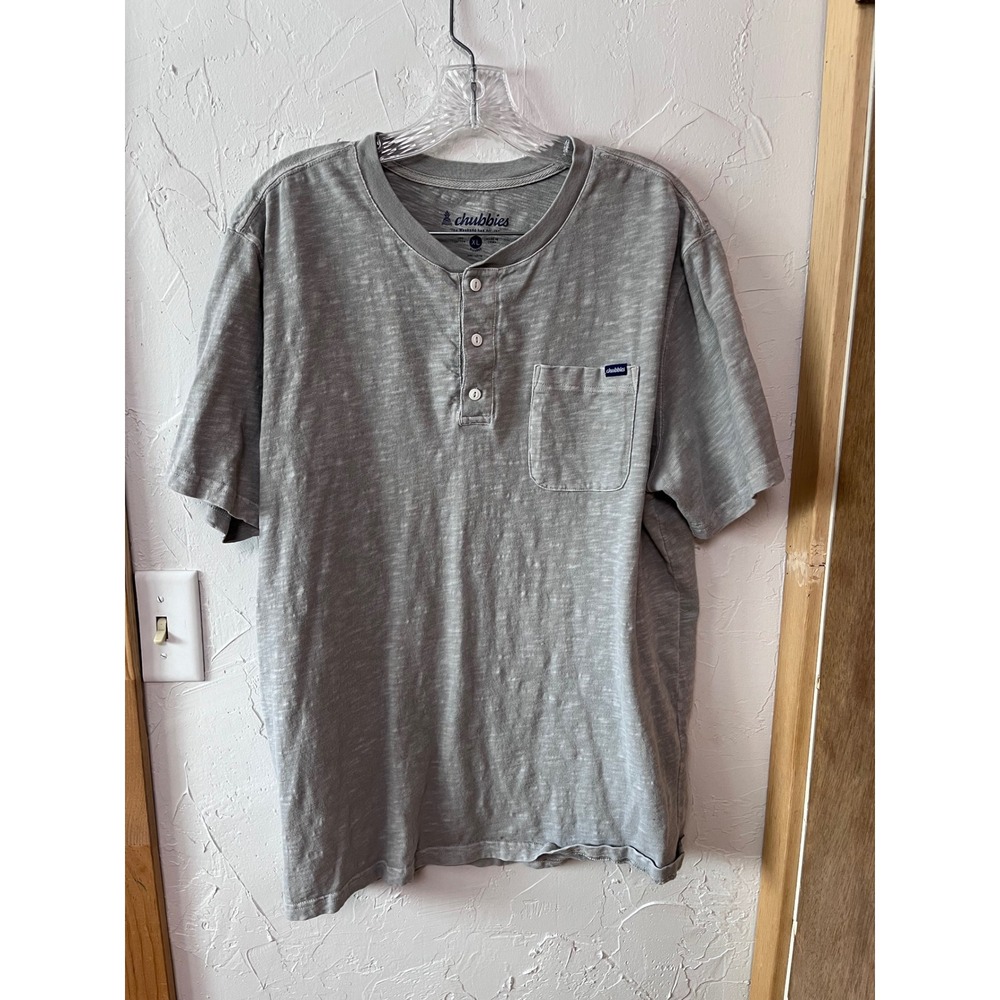 Chubbies Mens Gray Henley Pocket T Shirt XL Casual Weekend‎